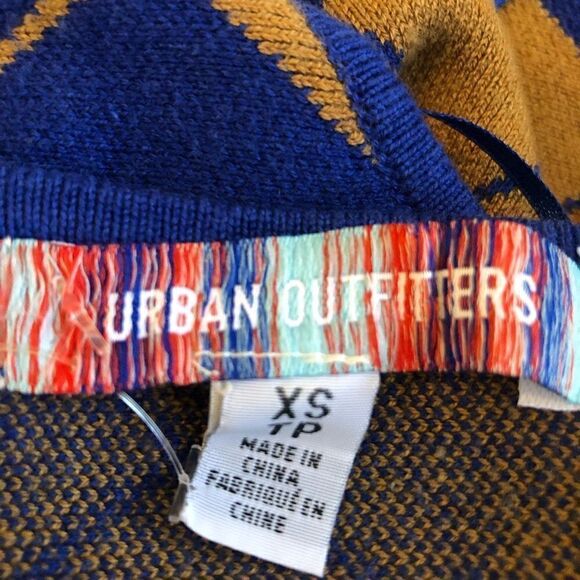 NWT Urban Outfitters Charlie Blue and Gold Argyle Racerback Mini Dress - Picture 7 of 14